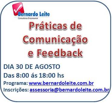 PRÁTICAS DE COMUNICAÇÃO E FEEDBACK – 30 DE AGOSTO – 8:00 ás 18:00hs.