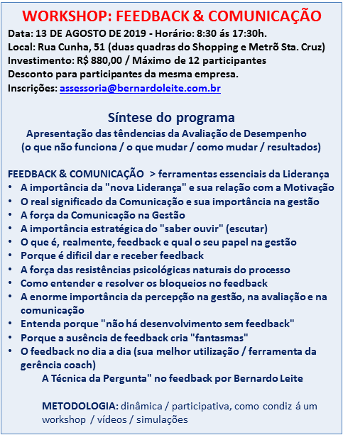 WORKSHOP FEEDBACK & COMUNICAÇÃO